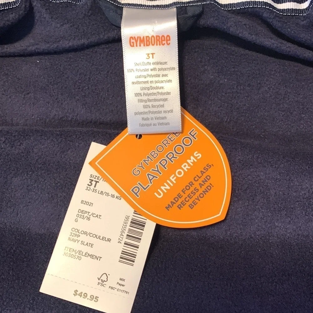 Gymboree navy slate puffer vest insulated size 3T playproof NWT